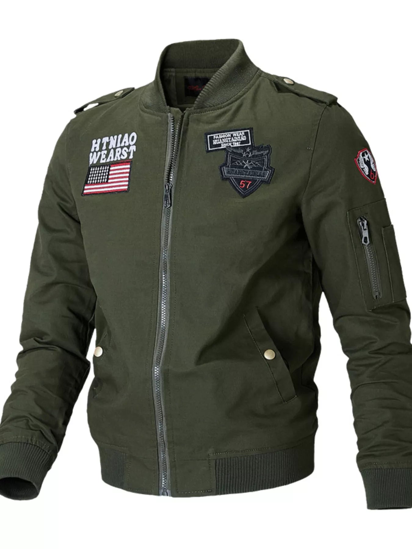 Men's Military Style Fashion Zip Up Long Sleeve Jacket - M-4XL