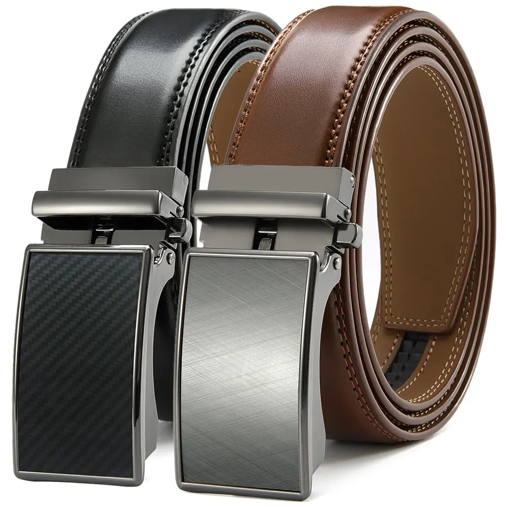 Mens Leather Belt  Automatic Genuine Leather Belts Belt Male Leisure Fashion Ratchet Belts for Men Pants Waistband Ремень