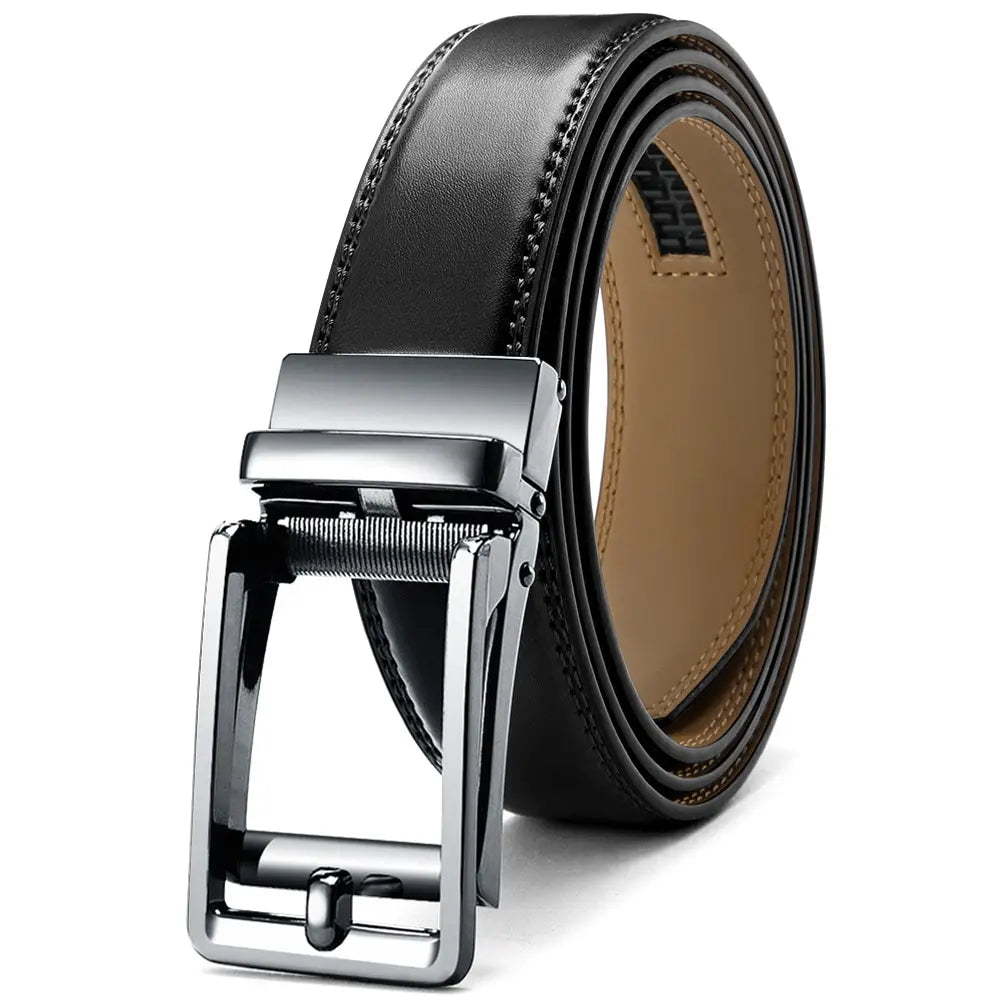 Mens Leather Belt  Automatic Genuine Leather Belts Belt Male Leisure Fashion Ratchet Belts for Men Pants Waistband Ремень
