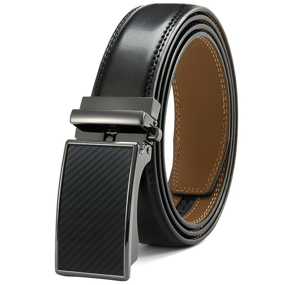 Mens Leather Belt  Automatic Genuine Leather Belts Belt Male Leisure Fashion Ratchet Belts for Men Pants Waistband Ремень