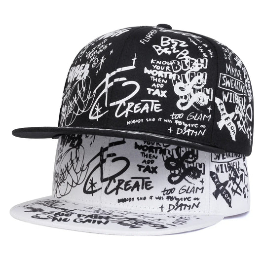 Men's Letter Graffiti Hip-Hop Baseball Cap - Adjustable Streetwear Hat