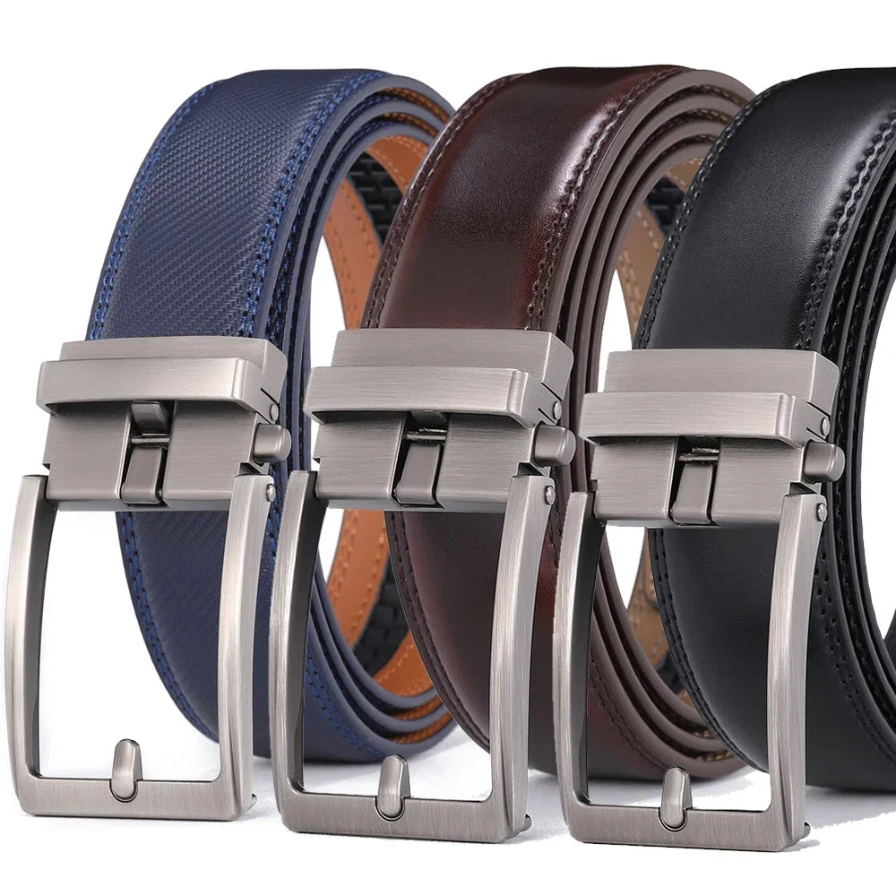 Click Belts for Men Luxury Brand Designer Automatic Buckle Real Original Genuine Leather Men's Belt Male Jeans Waist Straps