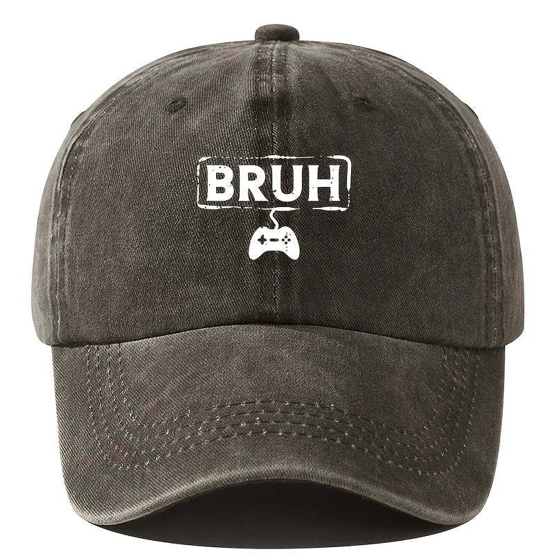 Men's BRUH Vintage Curved Brim Baseball Cap - Hip-Hop Style Adjustable Hat