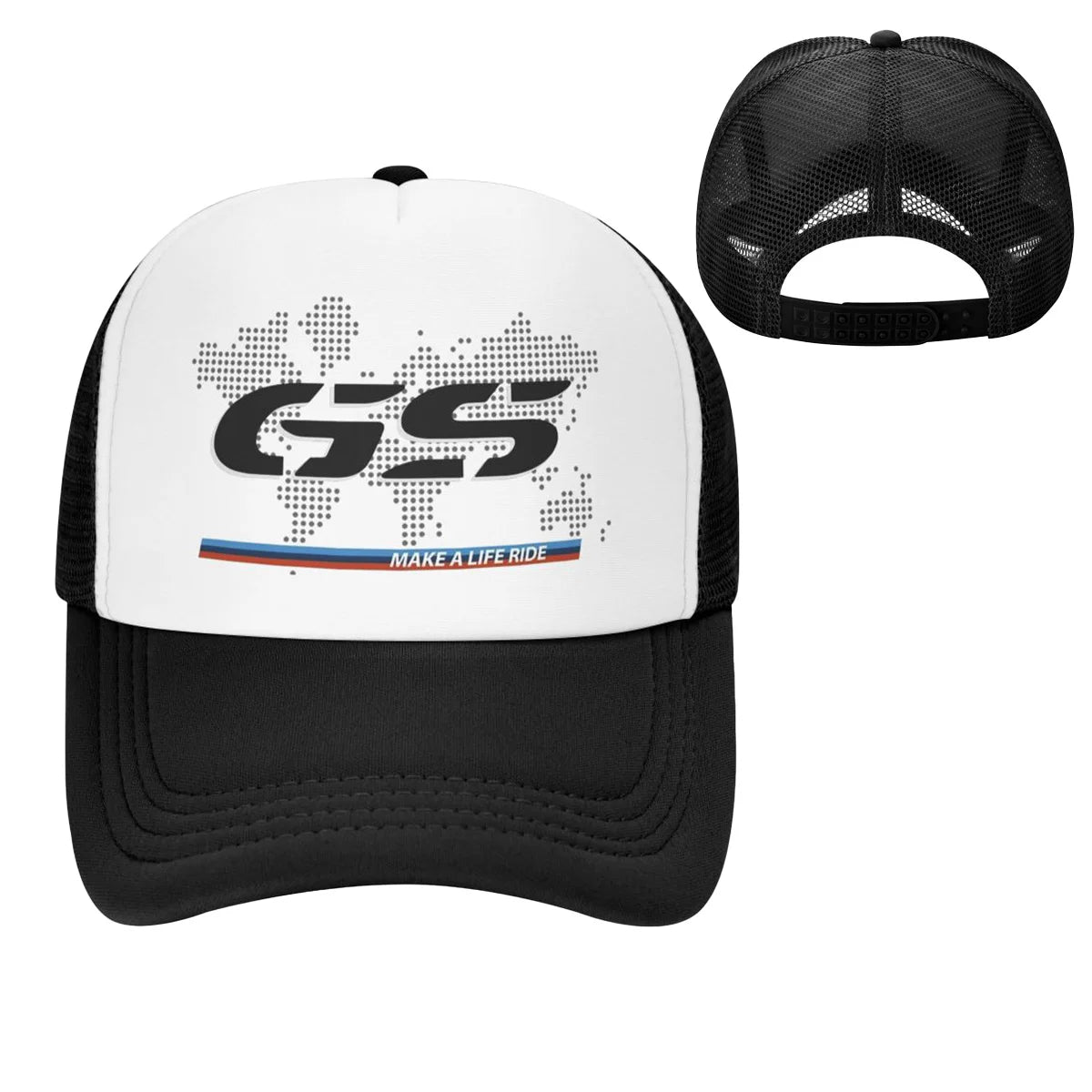 GS World Map Motorcycle Trucker Hat Adult Fashion Hats Sun Caps Fishing Hat Breathable Polyester Mesh Baseball Caps Summer