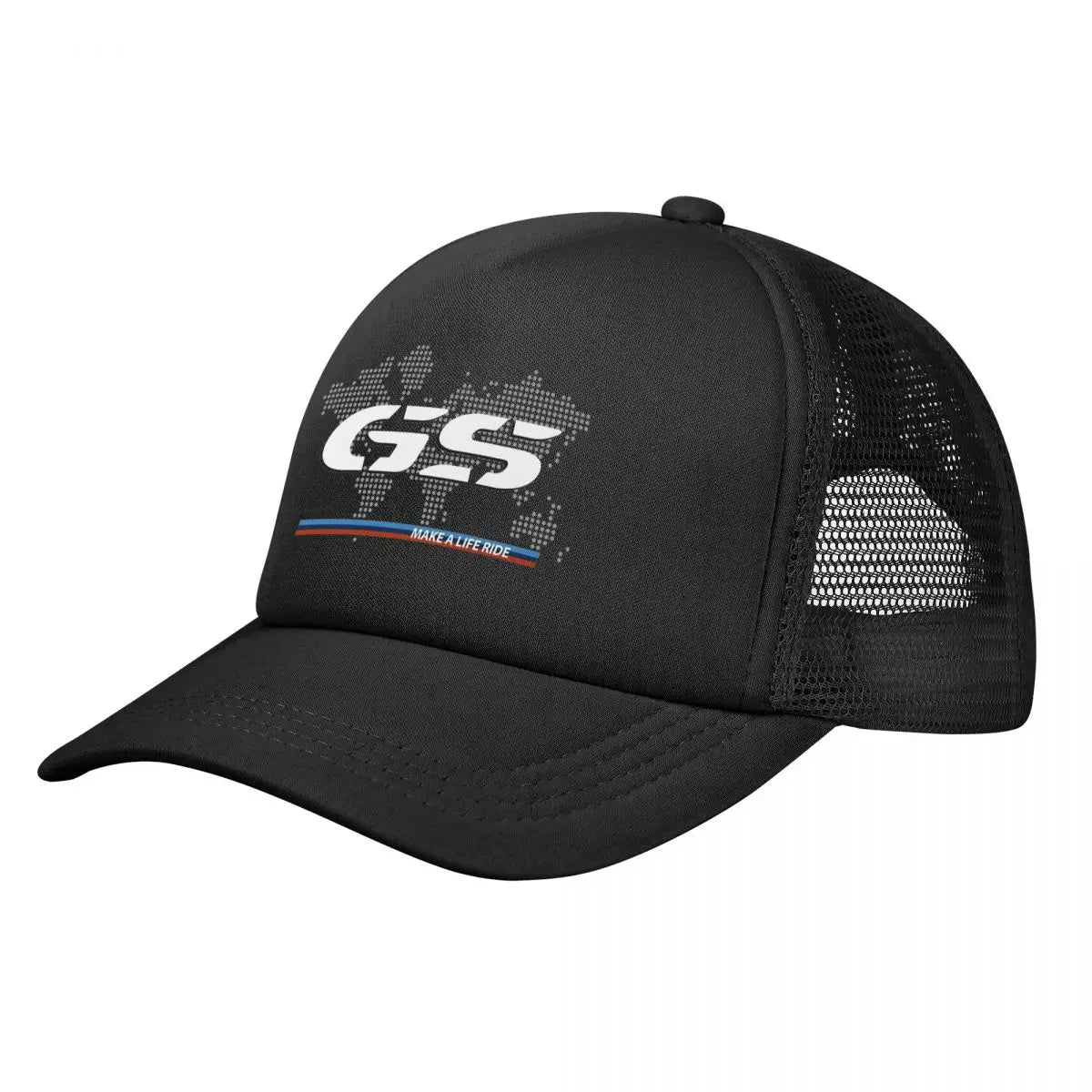 GS World Map Motorcycle Trucker Hat Adult Fashion Hats Sun Caps Fishing Hat Breathable Polyester Mesh Baseball Caps Summer