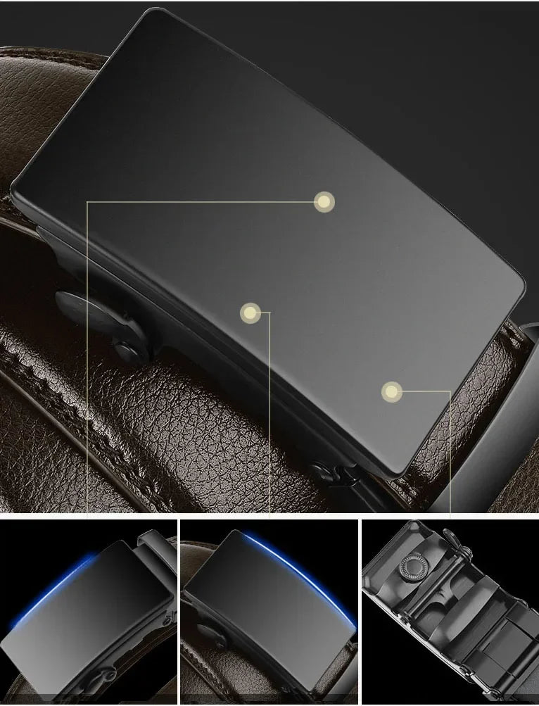 Automatic Buckle Belt for Men Famous Brand Business Belt Men PU Leather Waist Straps Black Male Jeans Belts for Men