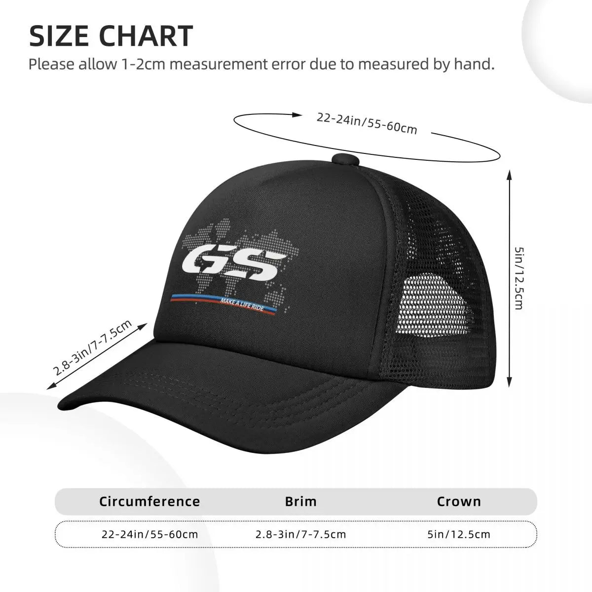 GS World Map Motorcycle Trucker Hat Adult Fashion Hats Sun Caps Fishing Hat Breathable Polyester Mesh Baseball Caps Summer
