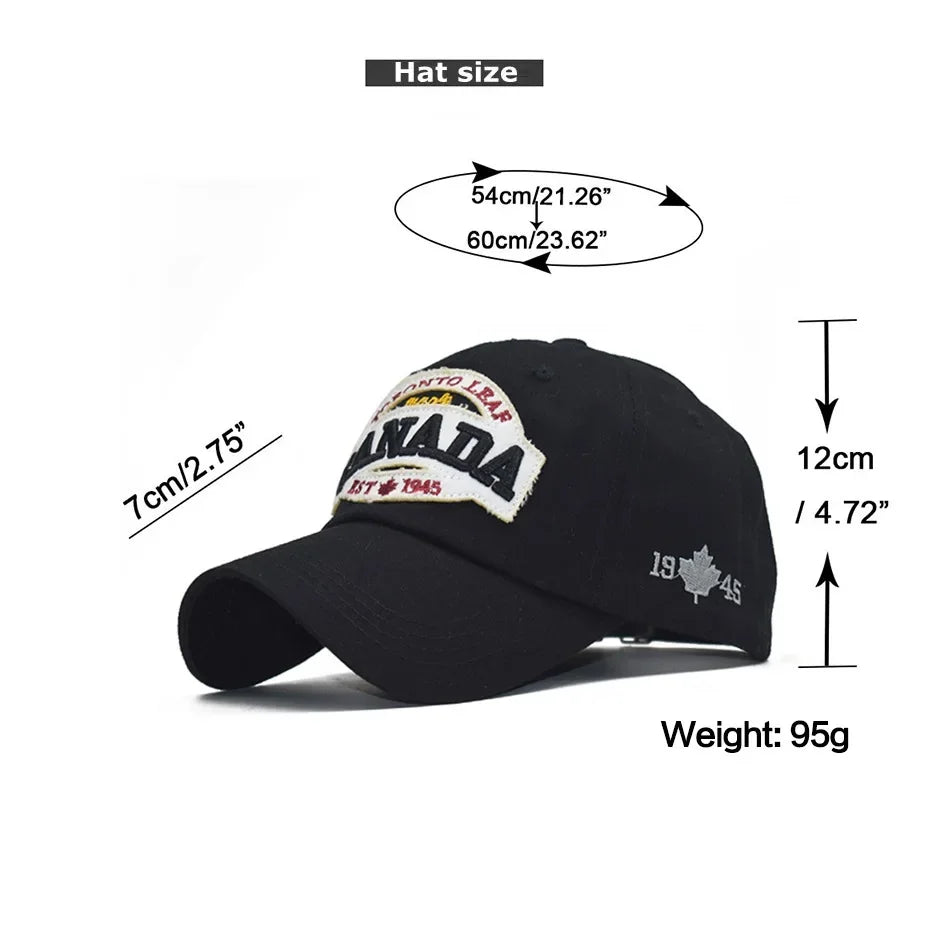 Hip Hop Cap Canada Embroidered Lettering Washed Cotton -  My Wear