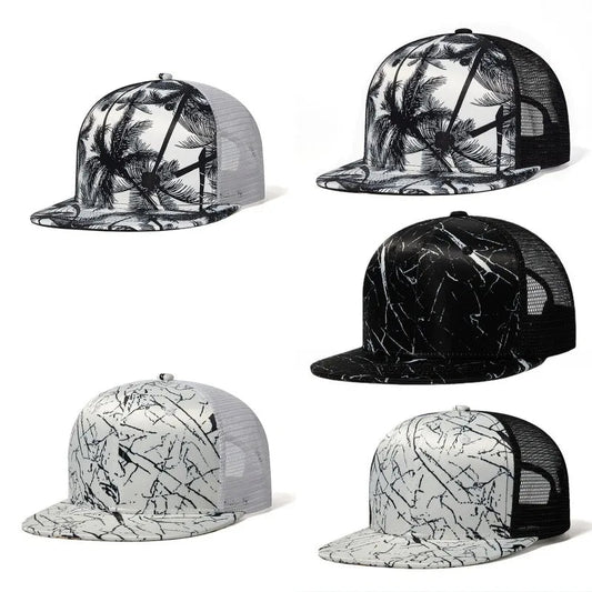 Black and White Print Flat Brim Cap – Hip Hop Heat - My Wear Clothing Co