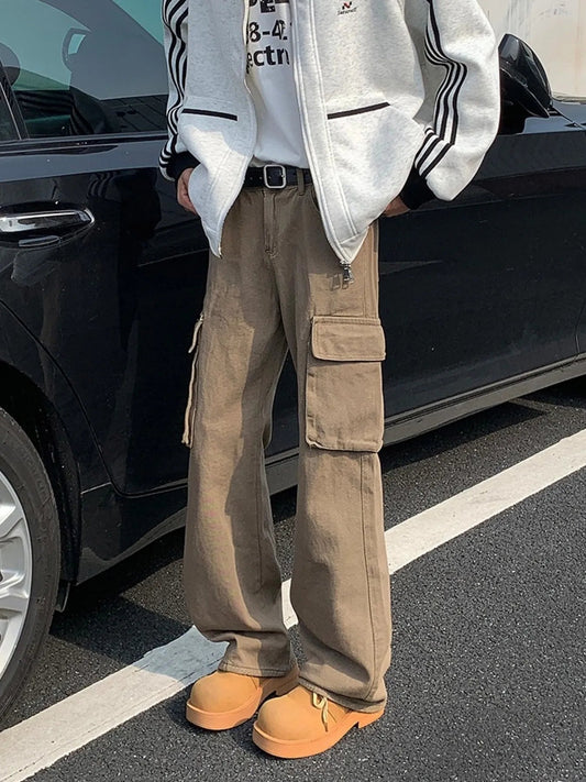 Men’s Brown Loose Fit Cargo Pants – Multi - Pocket, Size Inclusive (S–3XL) - My Wear Clothing Co