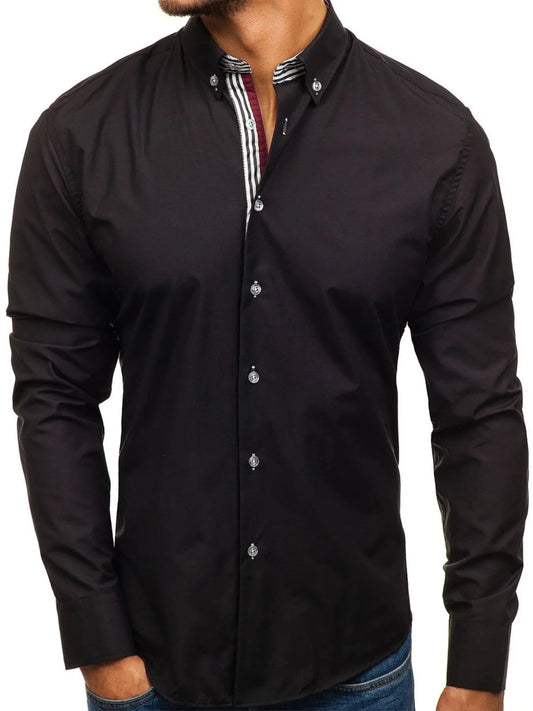Men's Button - Down Shirt with Striped Detail - My Wear Clothing Co