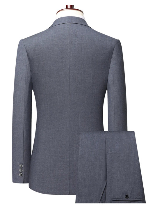 Men’s Dark Grey Lapel Collar Blazer & Pants Suit Set - My Wear Clothing Co