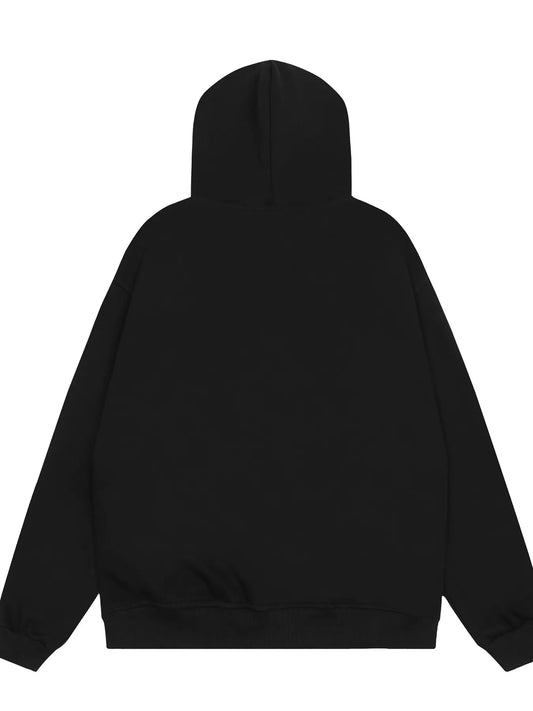 Men's Drawstring Letter Zip Up Hoodie - My Wear Clothing Co