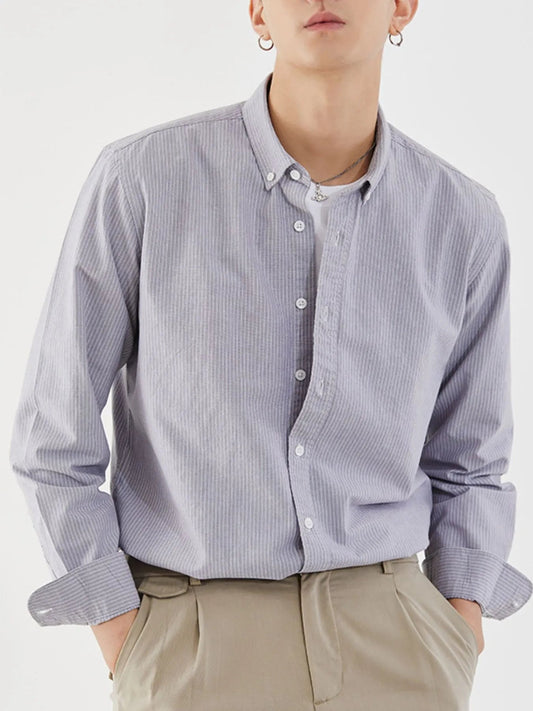 Men's Full Size Striped Button Up Long Sleeve Shirt Plus Size - My Wear Clothing Co