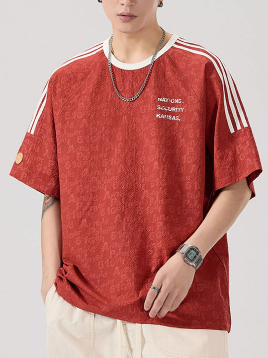 Men's Full Size Striped Shoulder Relaxed Fit T-Shirt Plus Size - My Wear Clothing Co