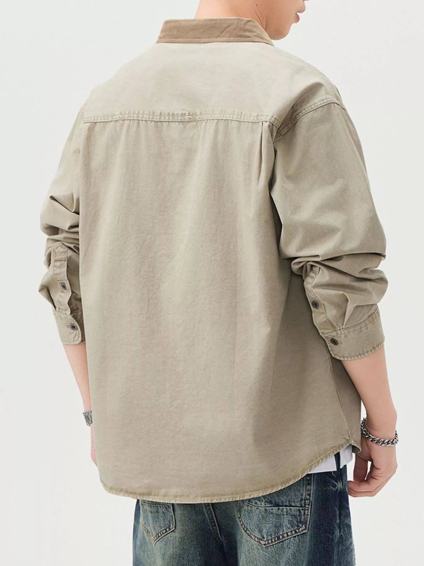 Men's Plus Size Button Up Shacket with Dual Chest Pockets - My Wear Clothing Co