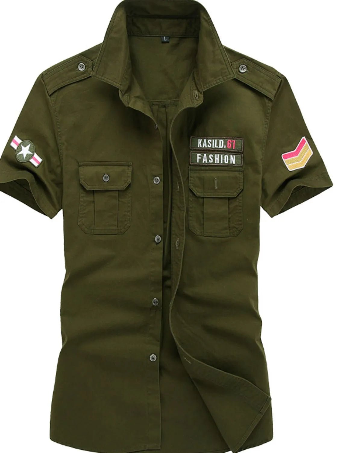 Men's Plus Size Embroidered Collared Neck Short Sleeve Shirt - My Wear Clothing Co