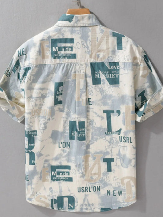 Men's Plus Size Printed Button - Up Short Sleeve Shirt - 100% Cotton - My Wear Clothing Co