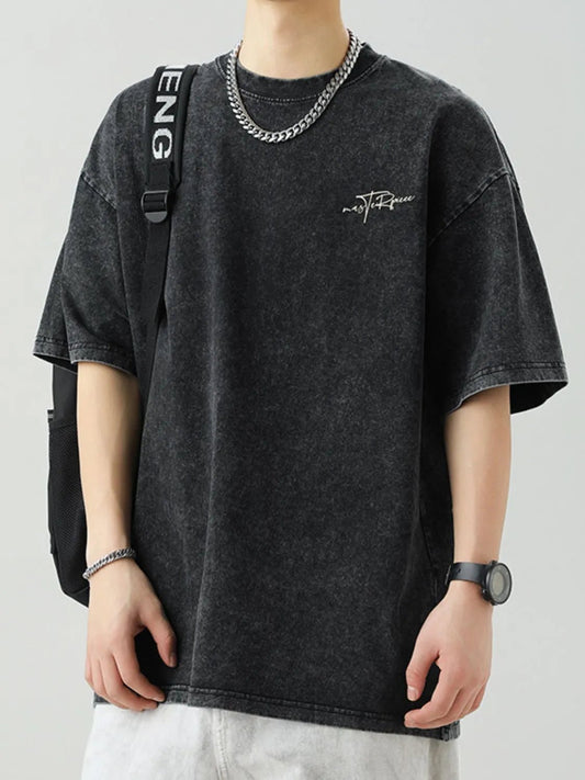 Men's Plus Size Round Neck Letter Graphic T-Shirt - My Wear Clothing Co