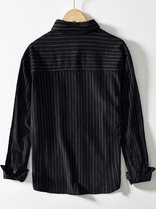 Men's Plus Size Striped Button Up Long Sleeve Shirt - My Wear Clothing Co