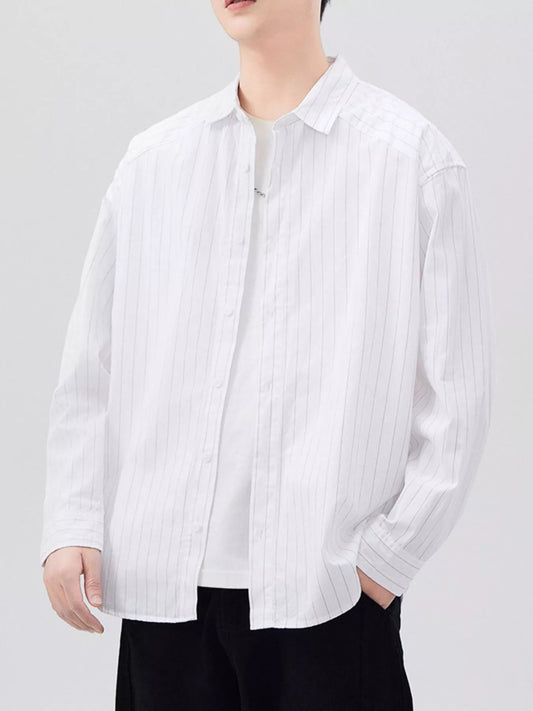 Men's Plus Size Striped Button Up Long Sleeve Shirt - My Wear Clothing Co