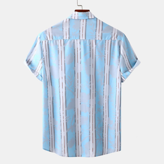 Men's Plus Size Striped Short Sleeve Button - Up Shirt - My Wear Clothing Co