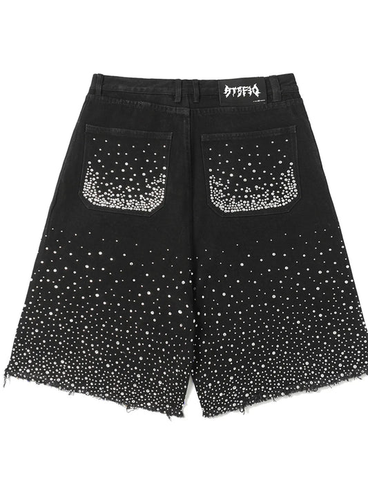 Men's Rhinestone Embellished Denim Shorts - My Wear Clothing Co