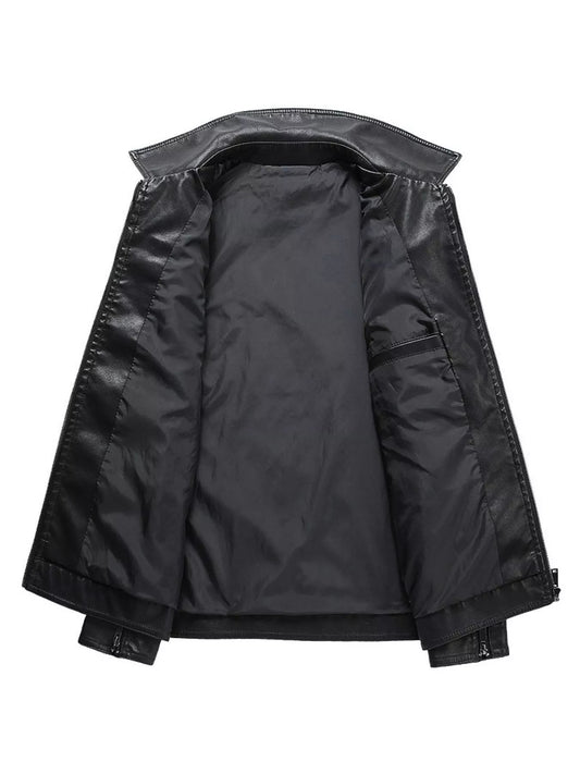 Men's Zip Up Leather Look Jacket - My Wear Clothing Co