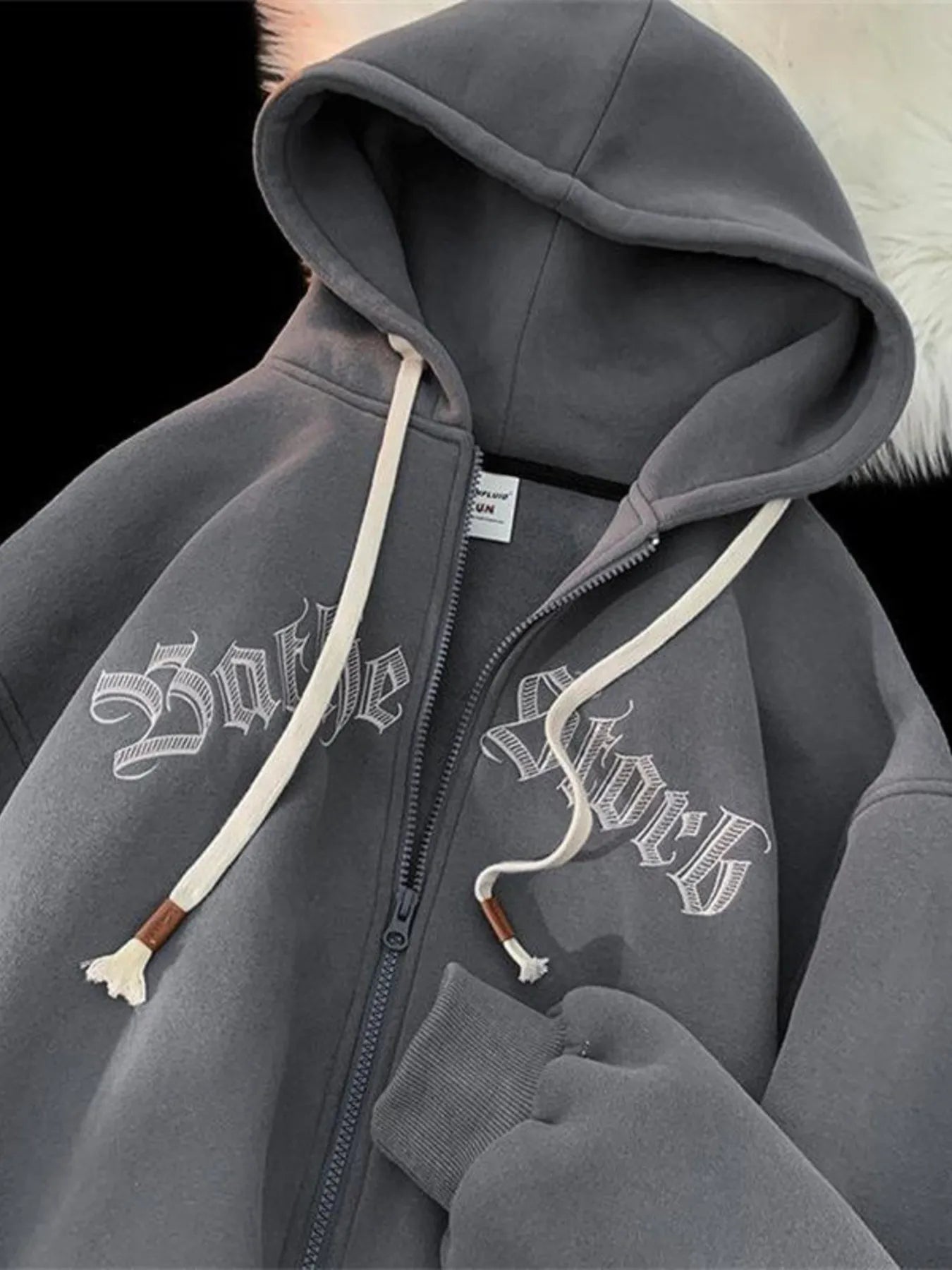 Men'sLetter Zip - Up Drawstring Hoodie – My Wear - My Wear Clothing Co