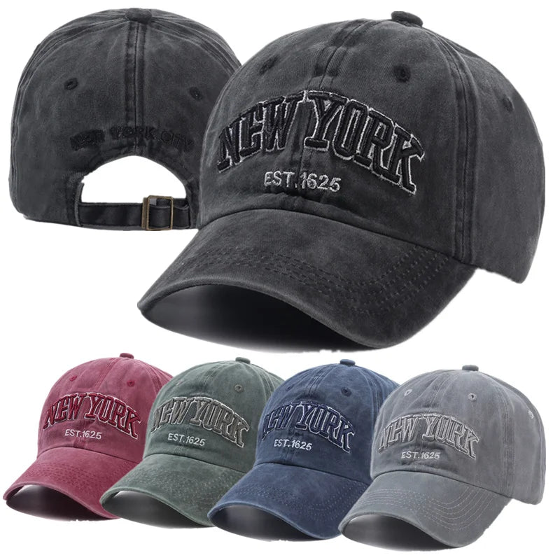 2025 NEWYORK Washed Cotton Baseball Cap for Men - My Wear Clothing Co