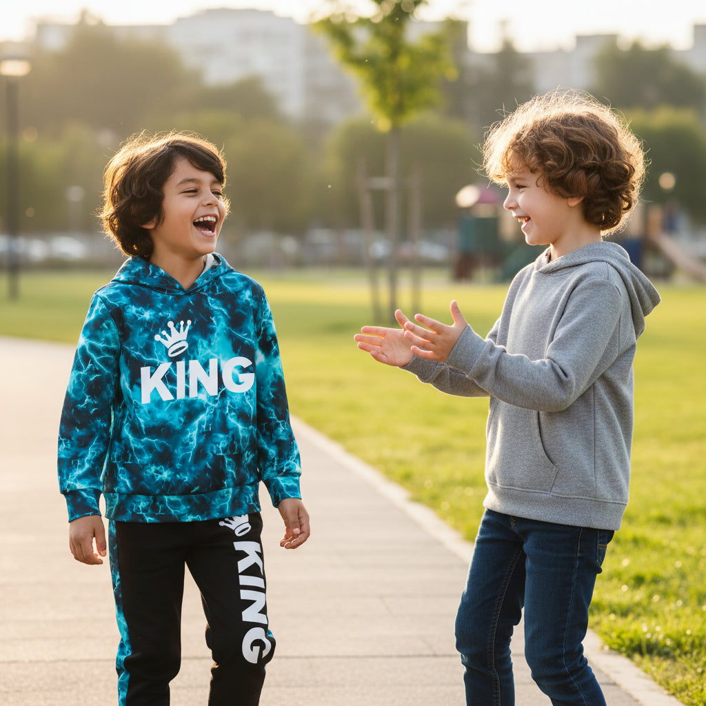 Children's King Letter Lightning Hoodie & Pants Set