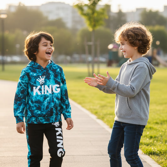 Children's King Letter Lightning Hoodie & Pants Set