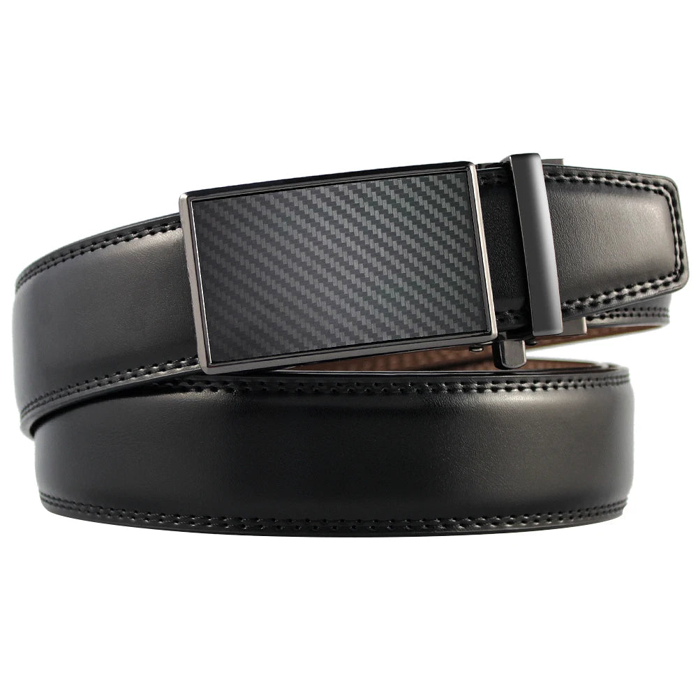 Mens Leather Belt  Automatic Genuine Leather Belts Belt Male Leisure Fashion Ratchet Belts for Men Pants Waistband Ремень
