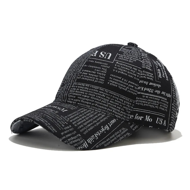 Retro Newspaper Pattern Baseball Cap For Men Women Hat Yellow Graffiti Hip Hop Caps Gorras Hombre Chapeau Femme Hats