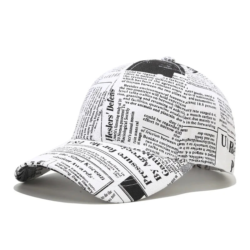 Retro Newspaper Pattern Baseball Cap For Men Women Hat Yellow Graffiti Hip Hop Caps Gorras Hombre Chapeau Femme Hats