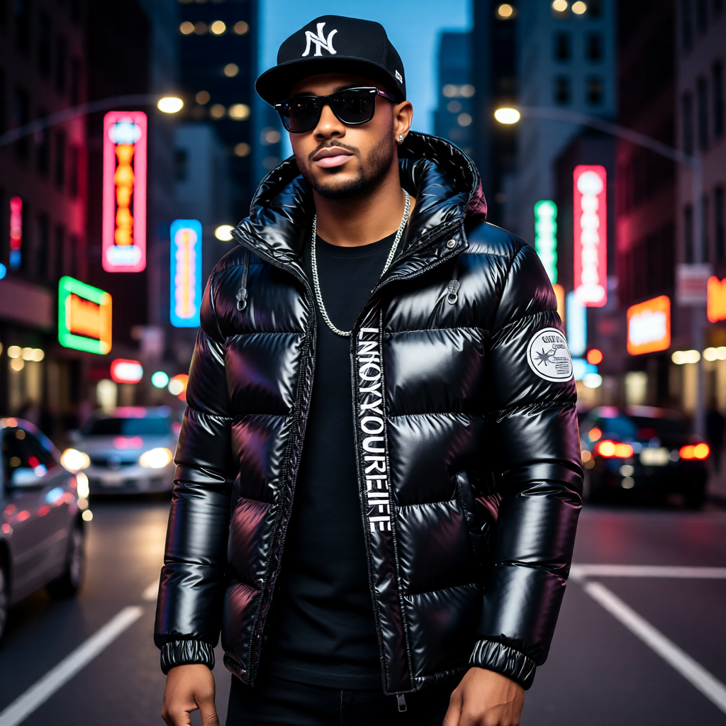 Men’s Plus Size Padded Hooded Winter Coat – Streetwear Warmth in Black and Silver