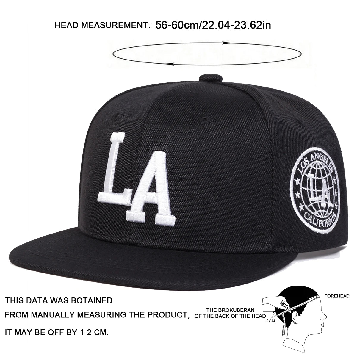 LA Embroidery Hip-Hop Adjustable Casual Baseball Caps