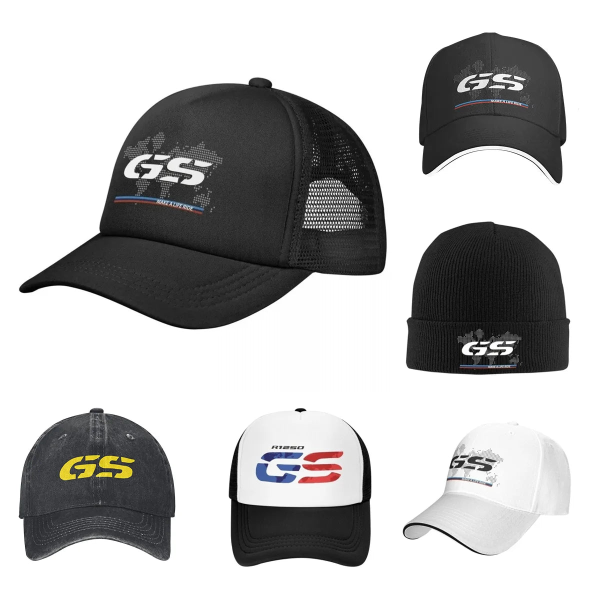 GS World Map Motorcycle Trucker Hat Adult Fashion Hats Sun Caps Fishing Hat Breathable Polyester Mesh Baseball Caps Summer