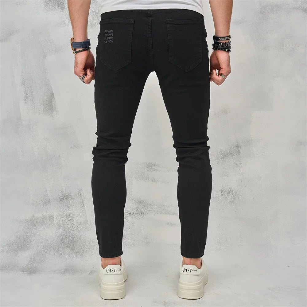 Men's Ripped Skinny Jeans - Hip-Hop Streetwear Denim