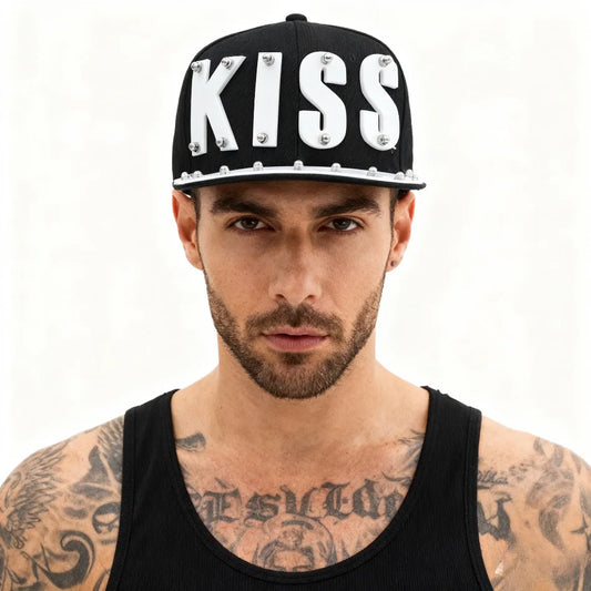 Men's KISS Sequin Letter Hip-Hop Cap - Adjustable Streetwear Hat