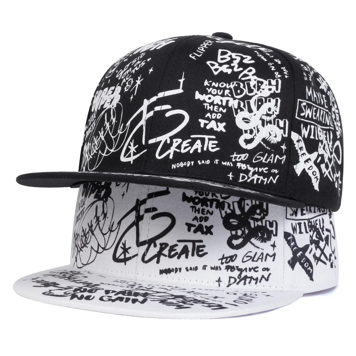 Men's Letter Graffiti Hip-Hop Baseball Cap - Adjustable Streetwear Hat