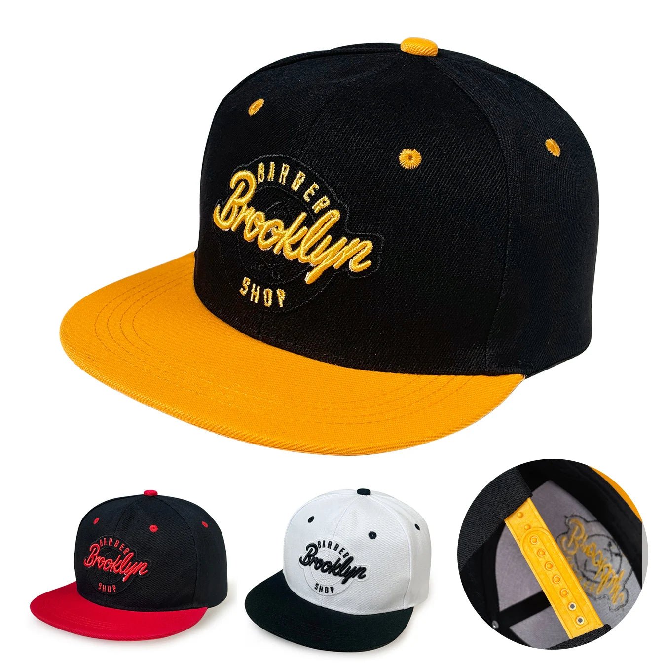Men's Brooklyn Embroidered Flat Brim Hip-Hop Cap - Adjustable Baseball Hat