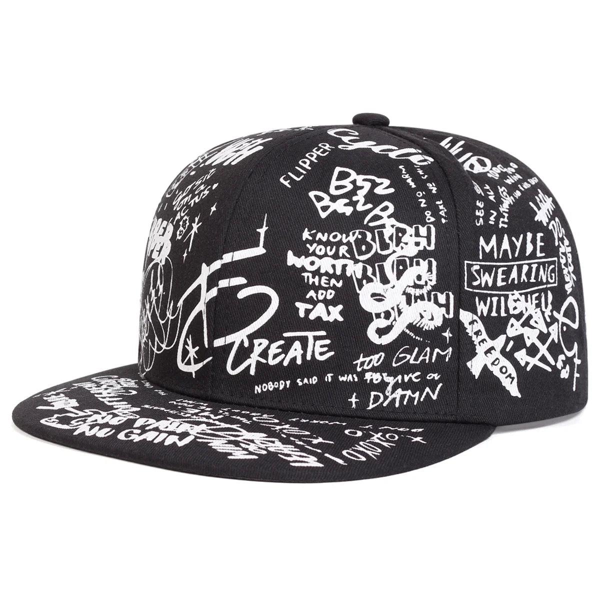 Men's Letter Graffiti Hip-Hop Baseball Cap - Adjustable Streetwear Hat