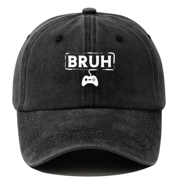 Men's BRUH Vintage Curved Brim Baseball Cap - Hip-Hop Style Adjustable Hat