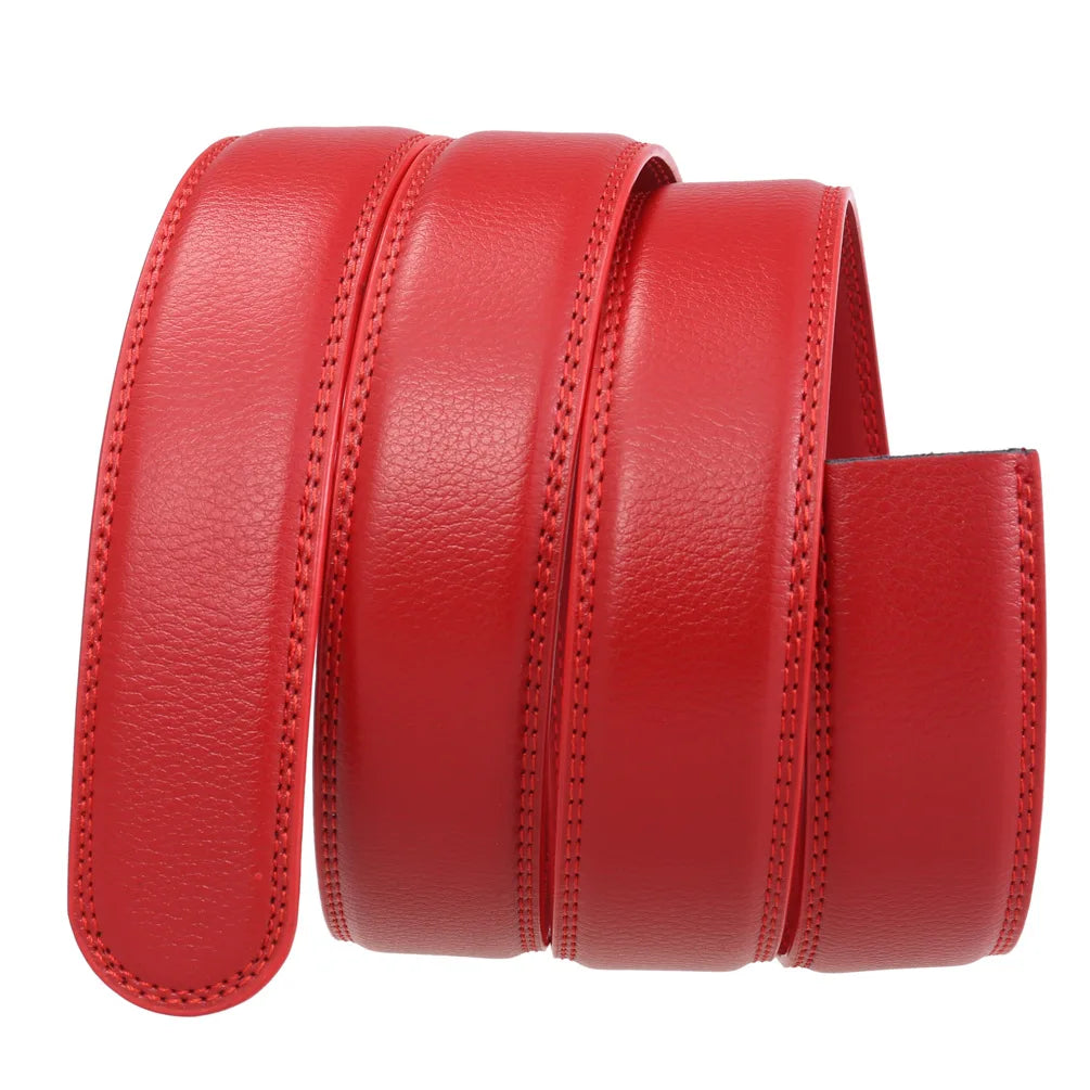 Genuine Leather Belts Without Buckle for Men Women High Quality Male Jeans Belt No Buckle for Automatic Buckle Red Blue White