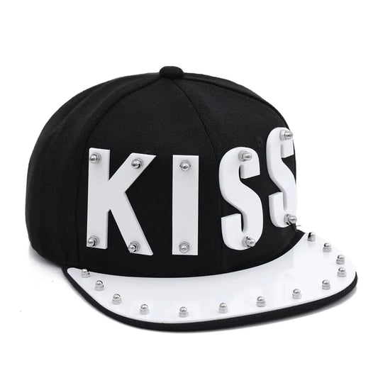 Men's KISS Sequin Letter Hip-Hop Cap - Adjustable Streetwear Hat