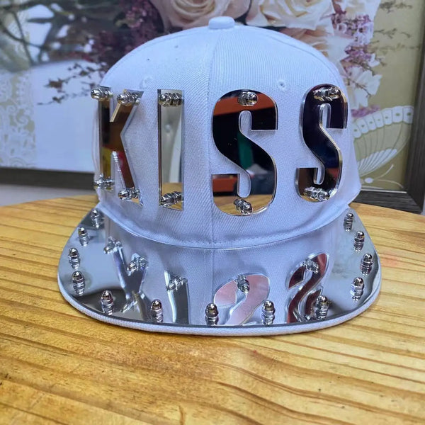 Men's KISS Sequin Letter Hip-Hop Cap - Adjustable Streetwear Hat