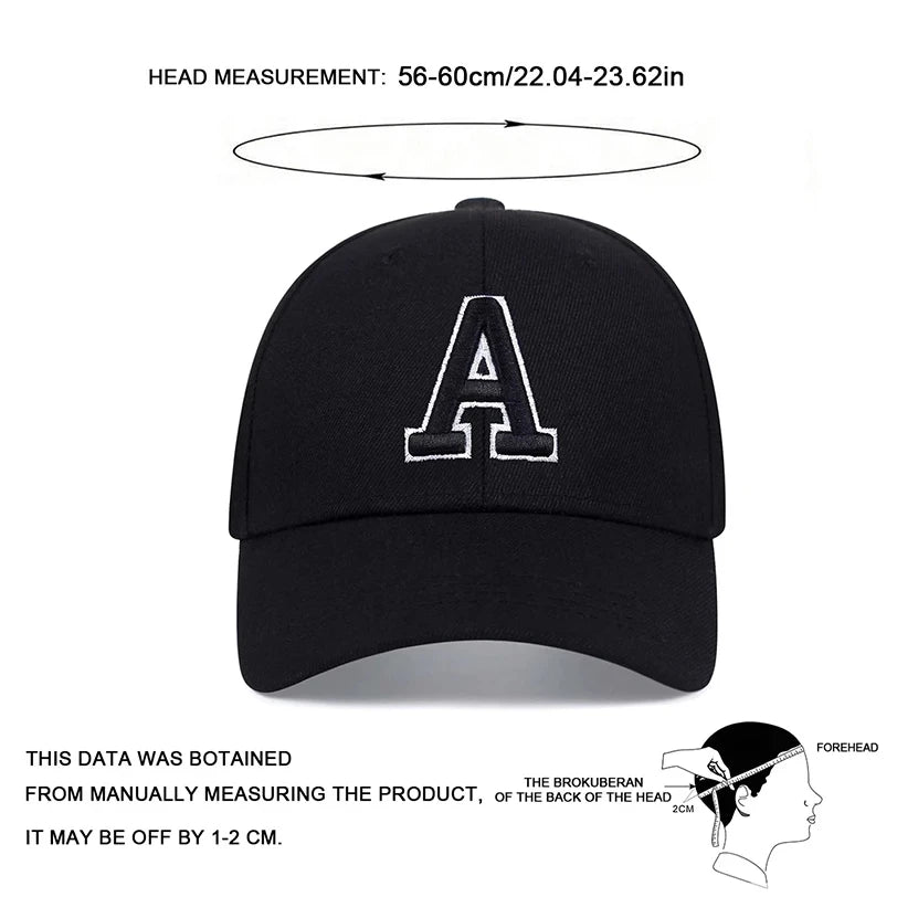 A Letter Side AR Embroidery Baseball Cap - My Wear Clothing Co