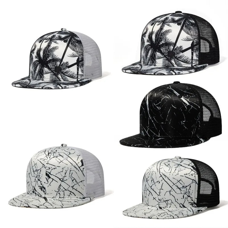 Black and White Print Flat Brim Cap – Hip Hop Heat - My Wear Clothing Co