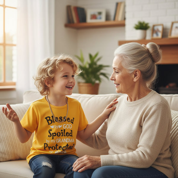 Children's Round Neck Letter Graphic T-Shirt and Distressed Jeans Set